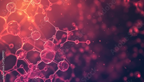 Abstract pink molecules background, chemical compounds for pharmacy or medicine theme backdrop photo