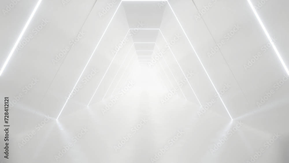 Naklejka premium abstract white futuristic triangle tunnel architecture