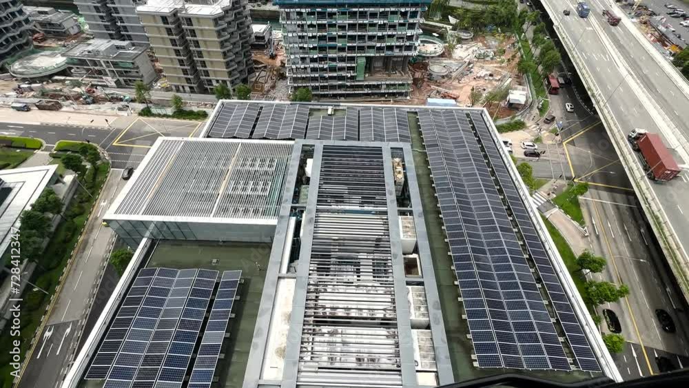 Building Rooftop With Solar Panels In Singapore - High Angle Shot Building Rooftop With Solar Panels In Singapore - High Angle Shot
