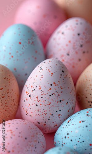 Close-up of colored easter eggs. AI