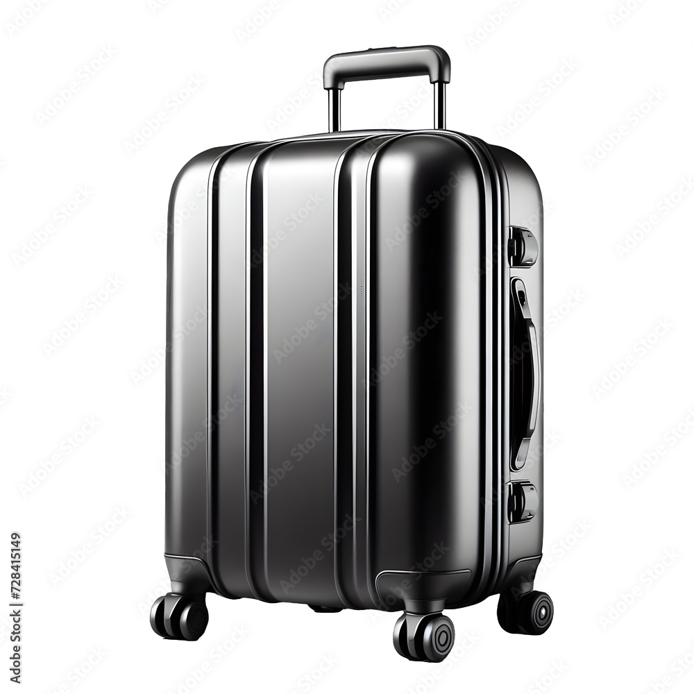 big black travel suitcase, png file of isolated cutout object with shadow on transparent background. big black travel suitcase, png file of isolated cutout object with shadow on transparent background.