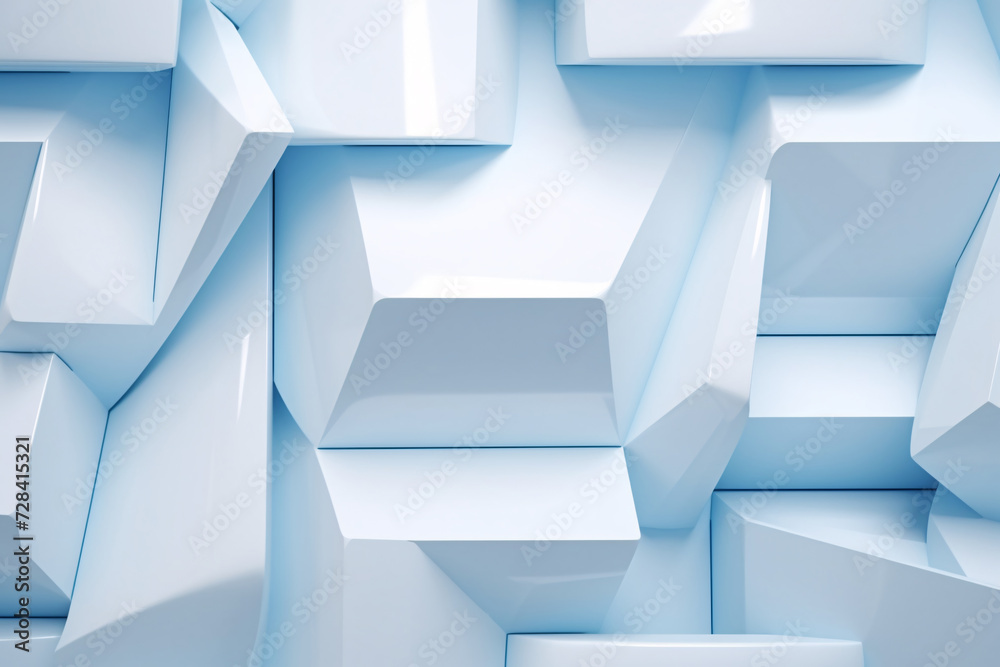 .Futuristic 3D Wall Art, Light Blue & White Geometric Cubes Pattern .Futuristic 3D Wall Art, Light Blue & White Geometric Cubes Pattern
