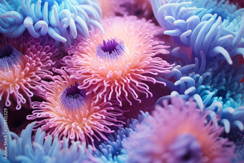 Dazzling Depths  Vibrant Anemone Texture Captures Underwater Magic