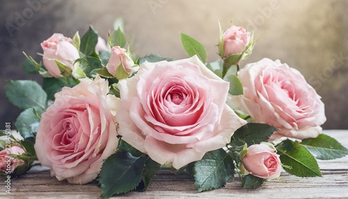 pastel pink roses frame beautiful flower arrangement for your design