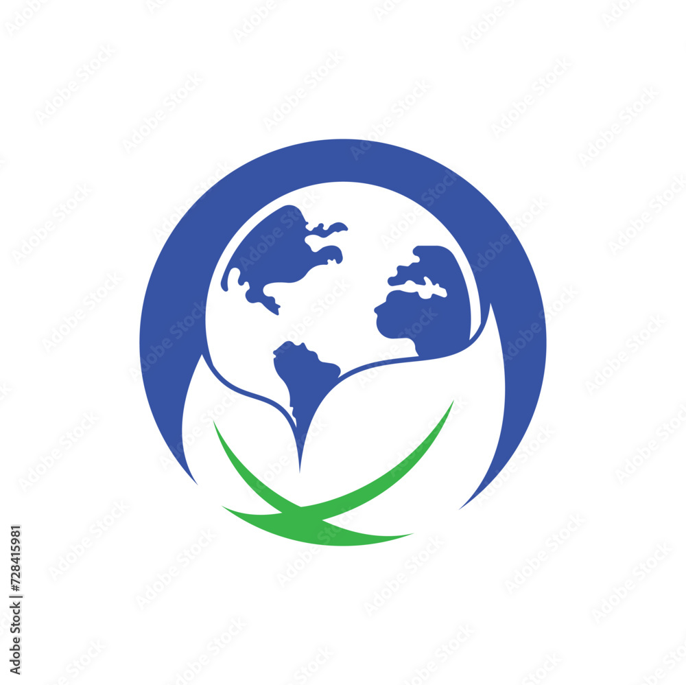Globe leaf logo icon vector. Earth and leaf logo combination. Planet and eco symbol or icon
