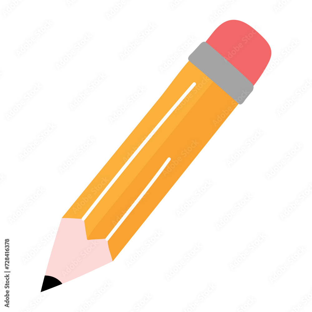 Flat pencil with eraser icon. Flat pencil with eraser icon.