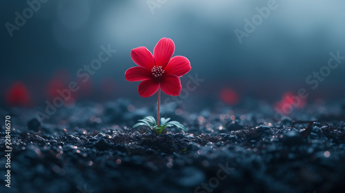 a flower blooming in adversity, a symbol of resilience. 