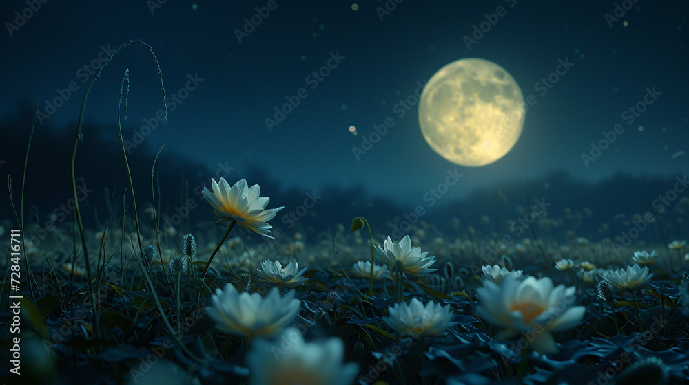 a flower that blooms only under the full moon's light. 