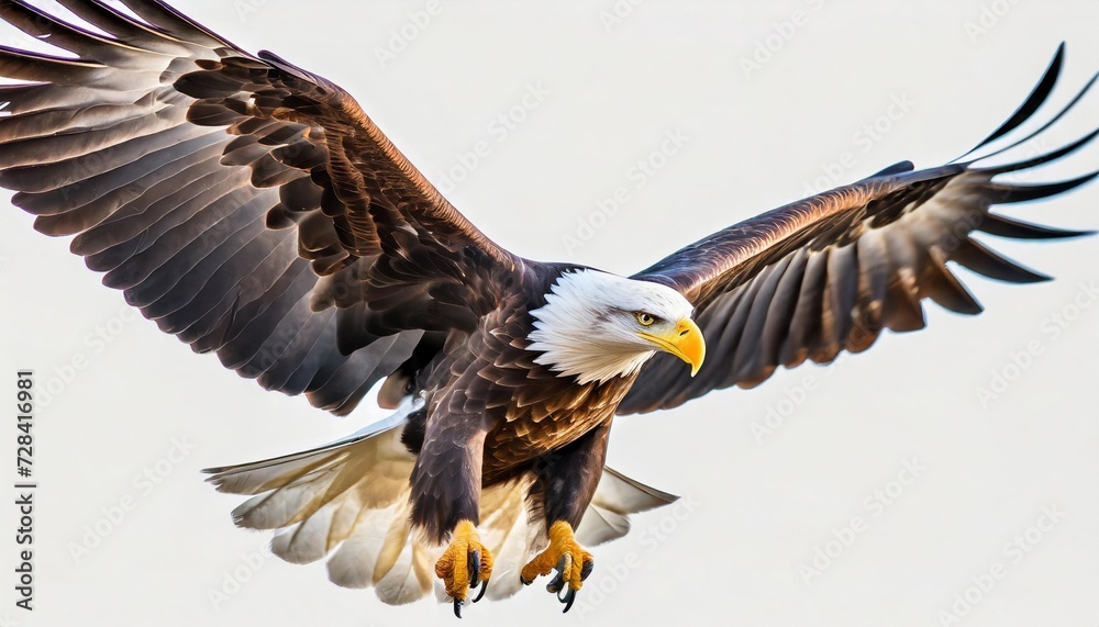 Fototapeta premium american eagle flying on white background
