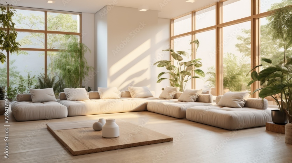 Wellness-focused interior design. modern home interior with biophilic ...