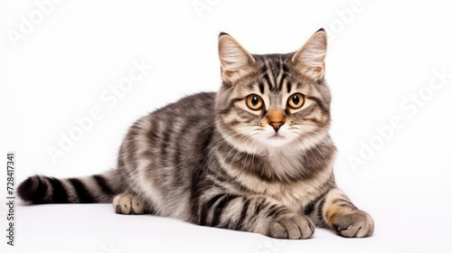 Cute cat on a white background. Copy space.