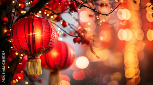 Elements in the new year red lanterns