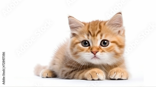 Cute cat on a white background. Copy space.