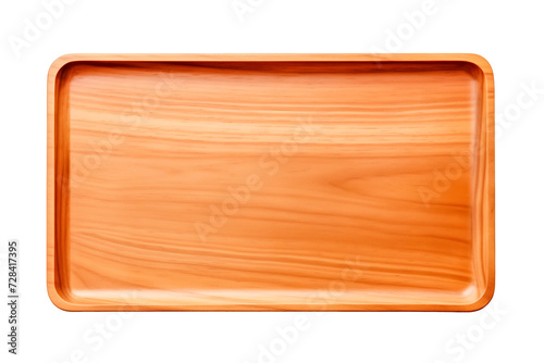 Top view blank wooden tray on transparent background