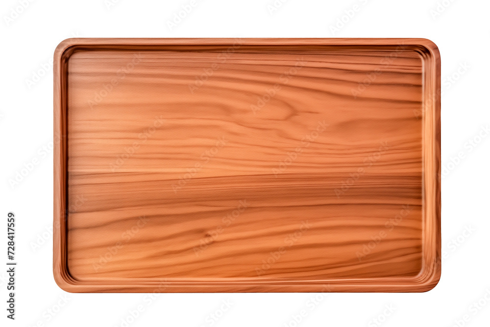 Top view blank wooden tray on transparent background Top view blank wooden tray on transparent background