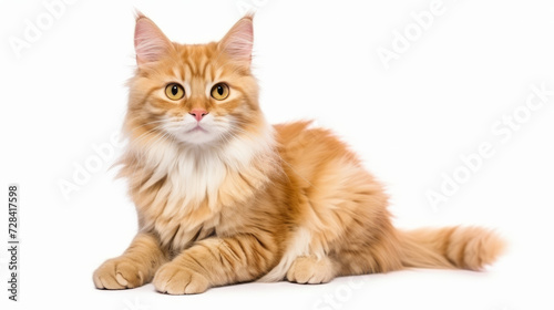 Cute cat on a white background. Copy space. © NordicShieldMaidens