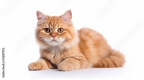 Cute orange cat on a white background.