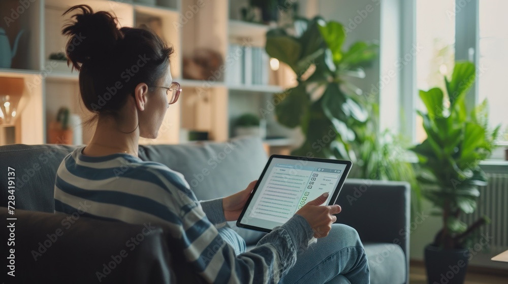 Ethical use of data. Person Reviewing Personal Data Sharing Settings on a tablet. Individual Adjusting Data Privacy Settings on Tablet Ethical use of data. Person Reviewing Personal Data Sharing Settings on a tablet. Individual Adjusting Data Privacy Settings on Tablet
