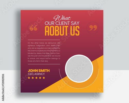 Customer feedback testimonial social media post web banner template	