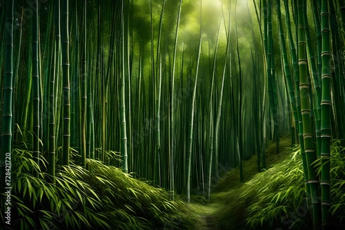 sections of bamboo habitat in the forest, hd. 