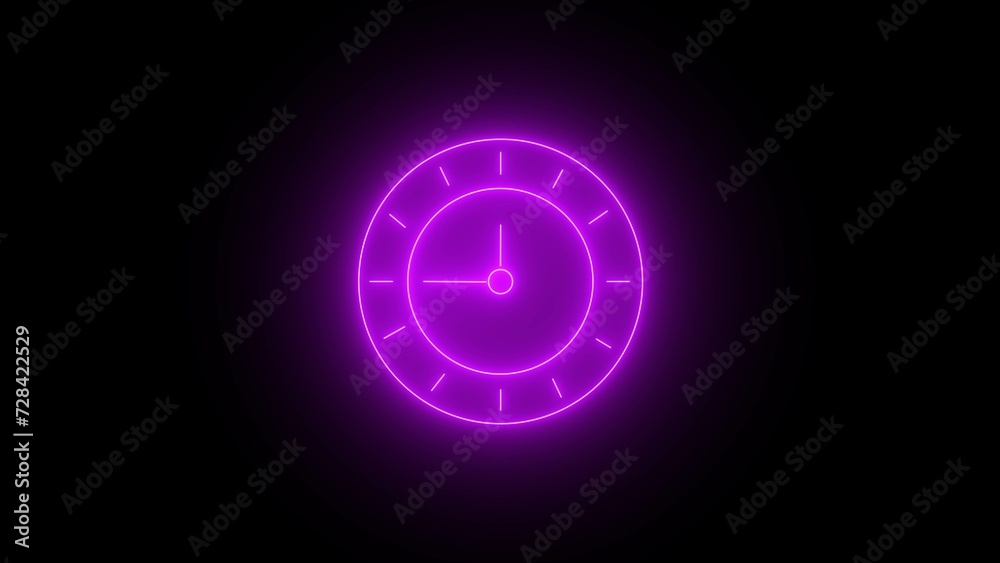 Glowing purple Neon clock icon. Clock icon ,clock isolated rotted 24 Hour Fast Speed. Glowing purple Neon clock icon. Clock icon ,clock isolated rotted 24 Hour Fast Speed.