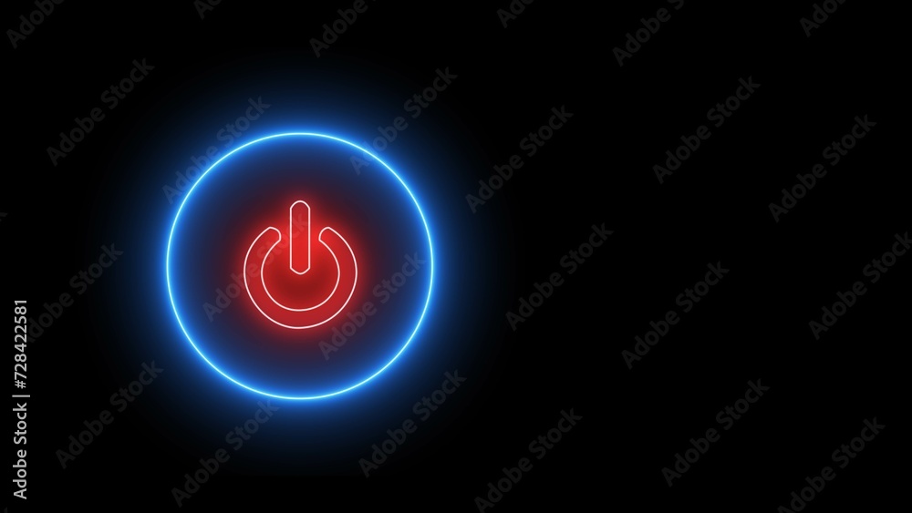 Neon On-off power buttons icon . Neon light power button turning on and off. neon Power Button icon on the black background. Neon On-off power buttons icon . Neon light power button turning on and off. neon Power Button icon on the black background.