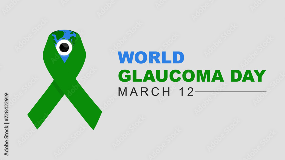 World glaucoma day is celebrated every year on March 12. Poster banner greeting design with ribbon and eyes. Vector illustration World glaucoma day is celebrated every year on March 12. Poster banner greeting design with ribbon and eyes. Vector illustration