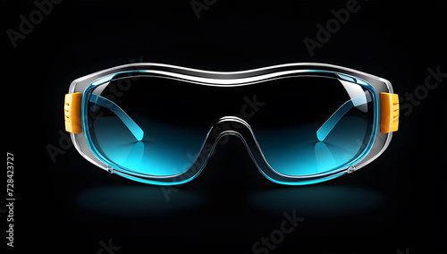 safety glasses isolated on a black background. industrial safety 3d glasses on a black background.