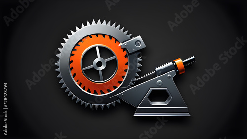 saw industrial worker using a compound 3d isolated on a black background  photo