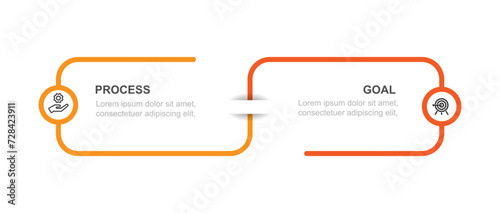 2 step line connected infographic vector element with icons suitable for web presentation and business information photo