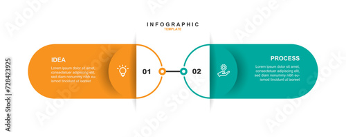 Design template infographic vector element with 2 step process or option suitable for web presentation and business information