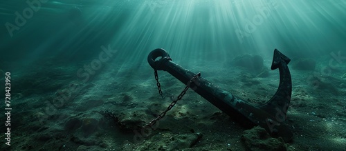 The rusty ship anchor is under the sea © BISMILAH