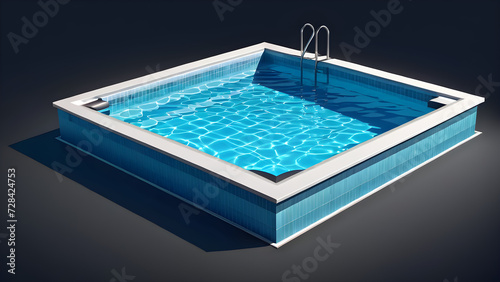 swimming pool 3d. icon isolated on a black background 