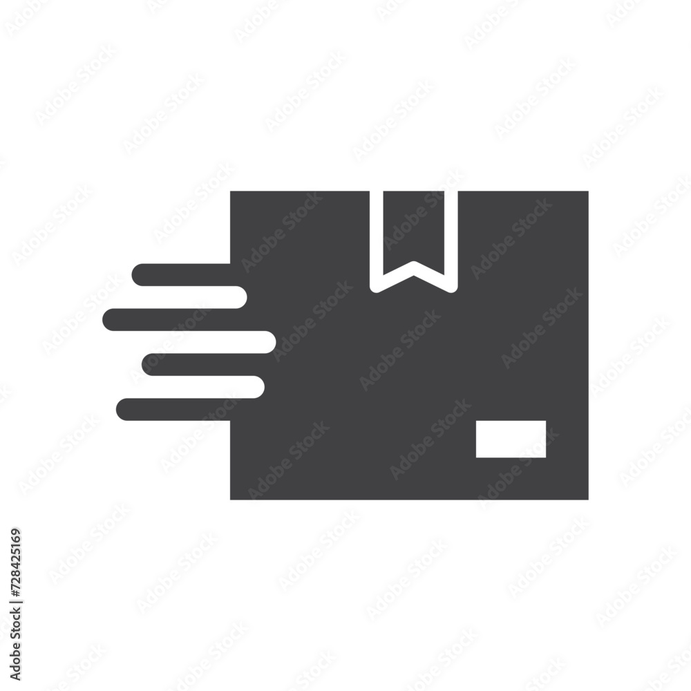 Fast moving box, fast shipping and delivery, dropshipping, speed, logo vector solid icon. Fast moving box, fast shipping and delivery, dropshipping, speed, logo vector solid icon.