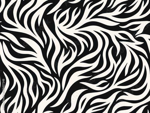 Perfectly seamless pattern  vector repeated abstract texture. Organic shapes background  black and white monochrome wallpaper