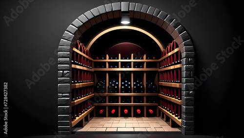 wine cellar icon isolated on black background