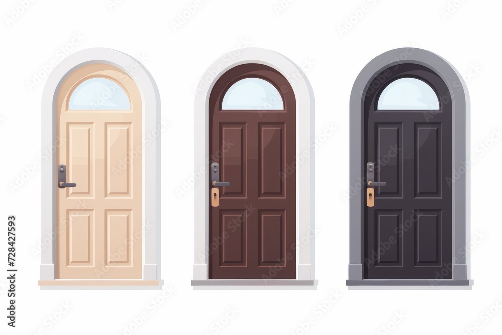 A Row of Three Doors With Arched Frames A Row of Three Doors With Arched Frames