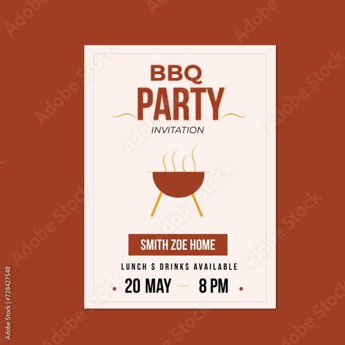 BBQ party flyer, Barbecue Invitation Poster flyer, Food Template, Vector
