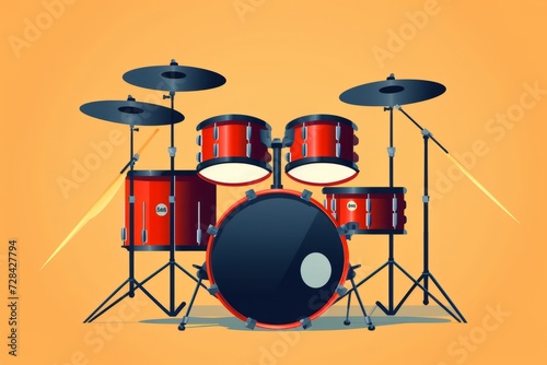 Red Drum Set on Yellow Background