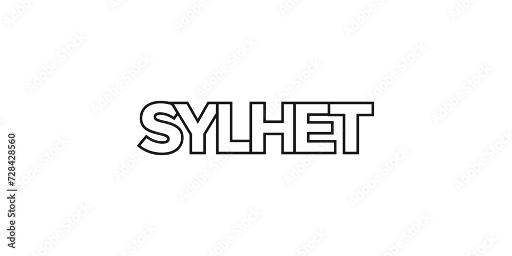 Sylhet in the Bangladesh emblem. The design features a geometric style, vector illustration with bold typography in a modern font. The graphic slogan lettering. Sylhet in the Bangladesh emblem. The design features a geometric style, vector illustration with bold typography in a modern font. The graphic slogan lettering.