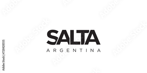 Salta in the Argentina emblem. The design features a geometric style, vector illustration with bold typography in a modern font. The graphic slogan lettering.