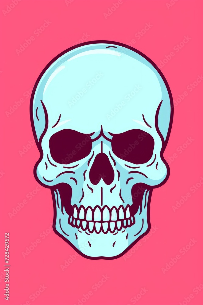 Fototapeta premium White Skull on Pink Background