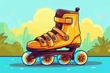 Yellow Roller Skates Resting on Top of a Lake