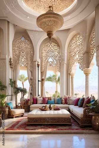 Beautiful Arabic interiors for villa generative ai