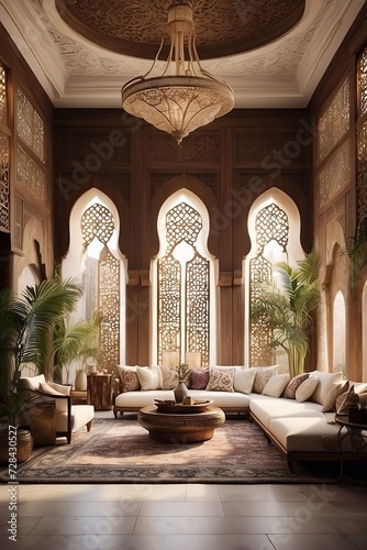 Beautiful Arabic interiors for villa generative ai © dd