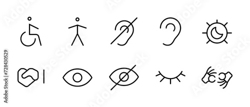 Accessibility Icons, simple vector icons. Flat icon collection set.  photo
