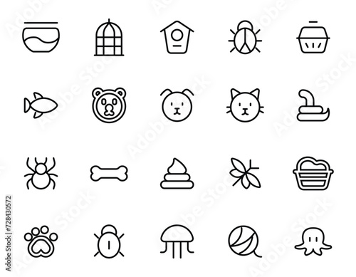 Simple Set of Pet Related Vector Line Icons.