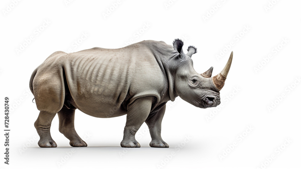Rhino isolated on white background.
Rhino isolated on white background.