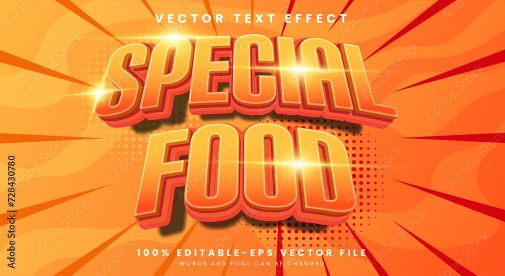 Special Food 3d editable text effect Template suitable for fast food product