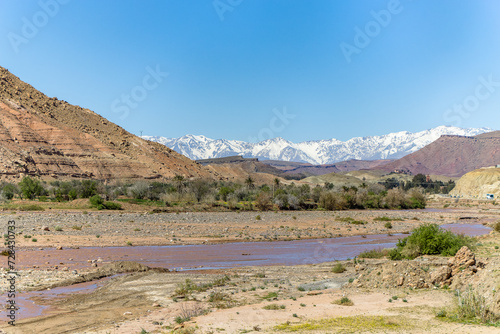 Ait Benhaddou at the foot of the High Atlas in southeastern Morocco on the dry Asif Mellah river.